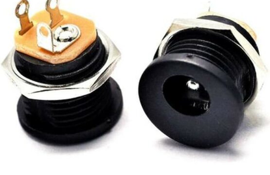 DC power jack female socket screw panel mounted  3pin solder (5.5 x2.1mm)