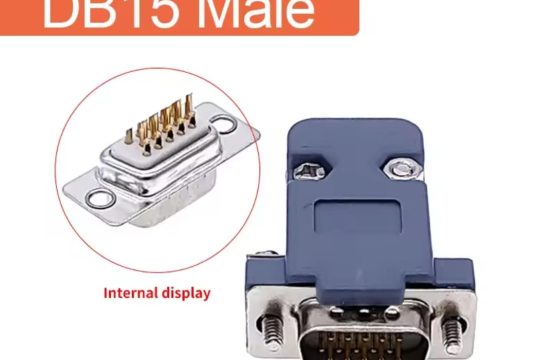 DB15-Male VGA port adapter 3 rows golden + Plastic Shell Cover