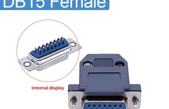 DB15-Female VGA port adapter 2 rows silver + Plastic Shell Cover