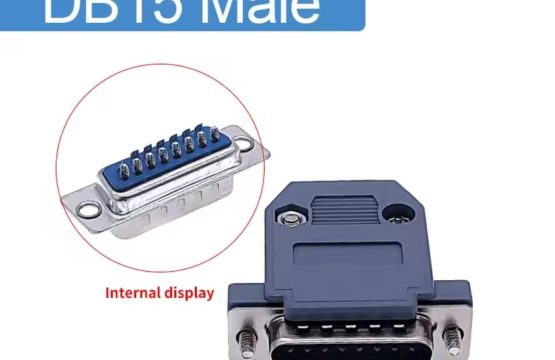 DB15-Male VGA port adapter 2 rows silver + Plastic Shell Cover