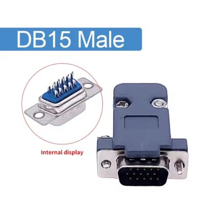 DB15-Male VGA port adapter 3 rows silver + Plastic Shell Cover