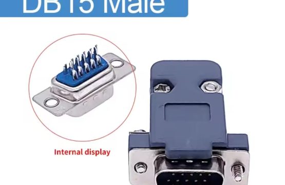 DB15-Male VGA port adapter 3 rows silver + Plastic Shell Cover