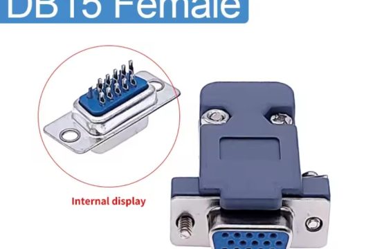DB15-Female VGA port adapter 3 rows silver + Plastic Shell Cover