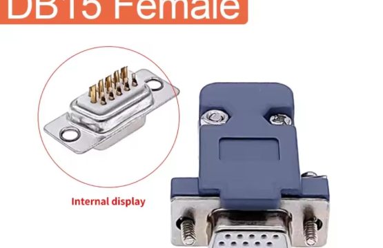 DB15-Female VGA port adapter 3 rows golden + Plastic Shell Cover